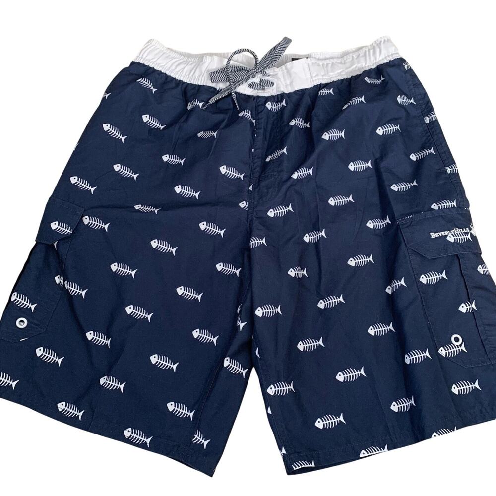 Beverly Hills Polo Club 11" Board Shorts, Fish Scale, Size Large